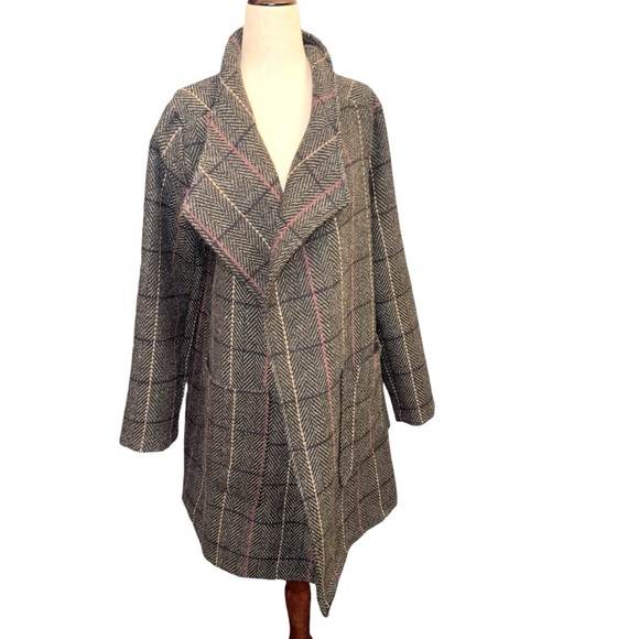 HYFVE Plaid Open Front Jacket h - Picture 1 of 5